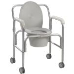 Commode - Non Adjustable, Fixed Arms (Wheeled)