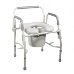 Commode- Height Adjustable, Drop Arm, Padded Seat, Stationary